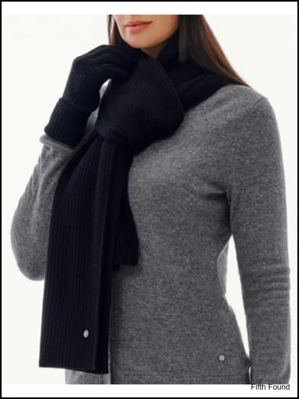 Wool Cashmere Blend Ribbed Knit Scarf Warm Vertical Rib Wrap